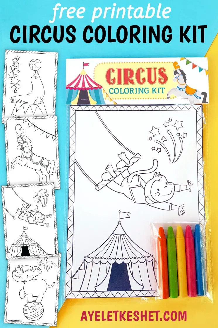 Circus party favors printable coloring kit