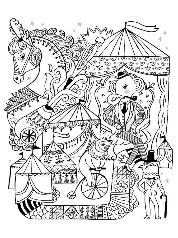 Circus coloring pages for adults
