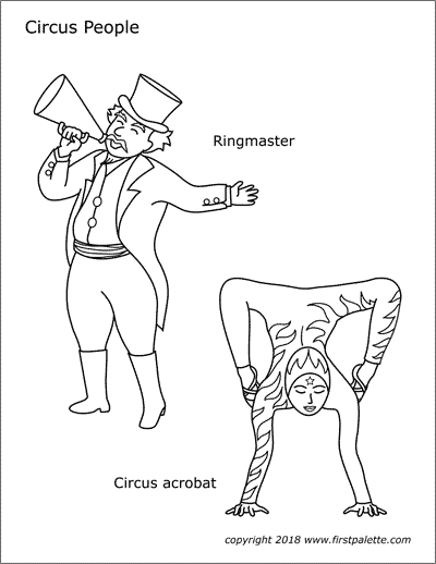 Circus people free printable templates coloring pages