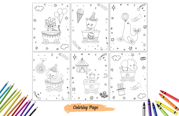 Circus coloring page digital coloring page printable coloring sheet instant download