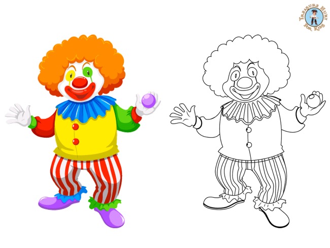 Happy clown coloring page