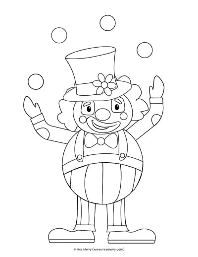 Free printable clown craft template mrs merry
