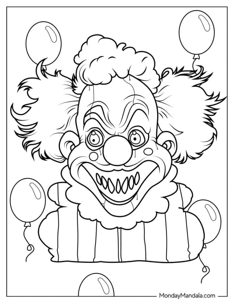 Clown coloring pages free pdf printables