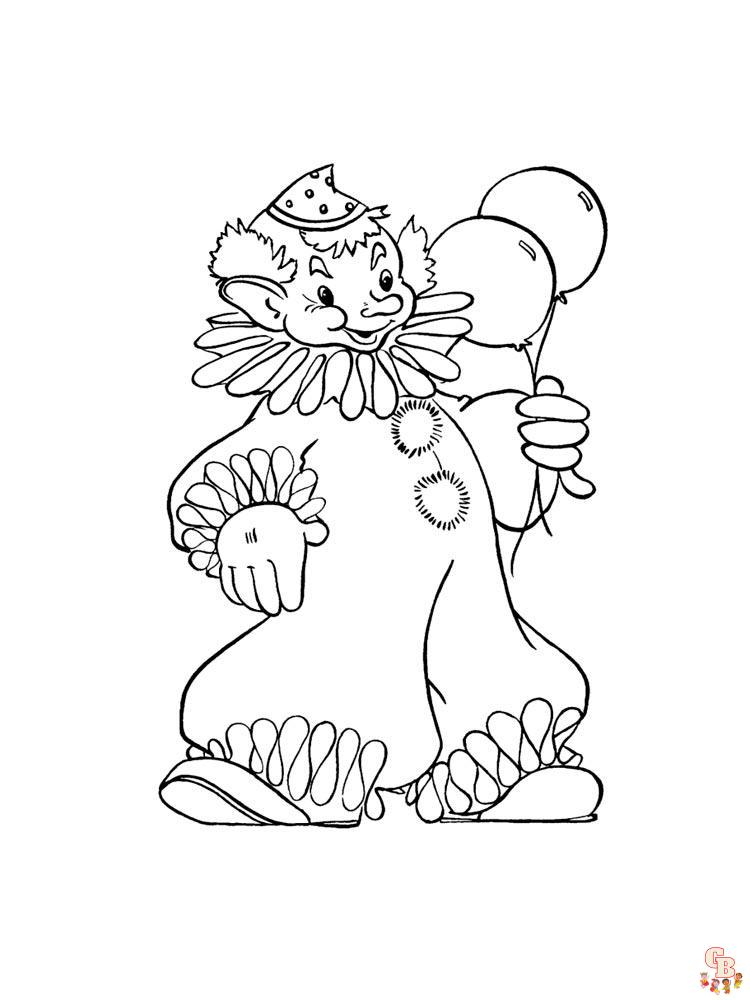 Funny clown coloring pages for kids