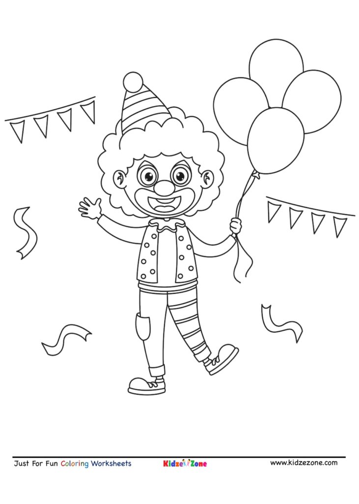 Funny clown bringing smiles coloring page