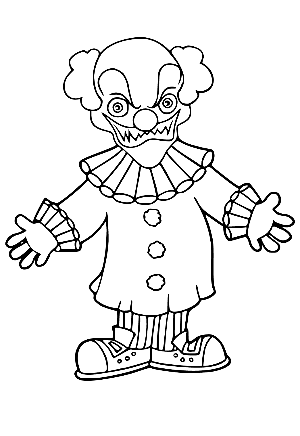 Free printable clown scary coloring page for adults and kids