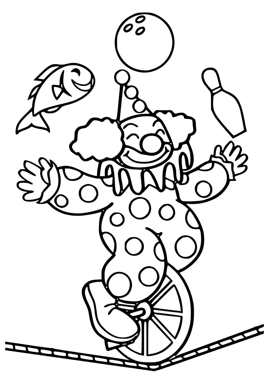 Free printable circus clown coloring page for adults and kids
