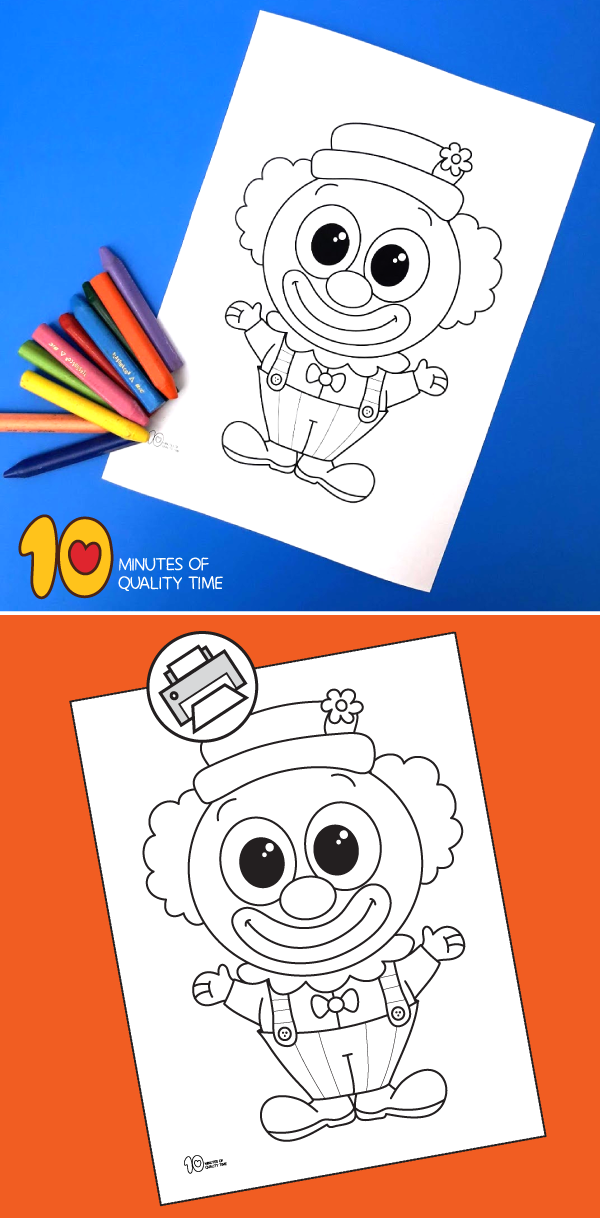 Clown coloring page â minutes of quality time