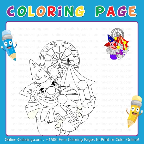 Juggling clown free online coloring page