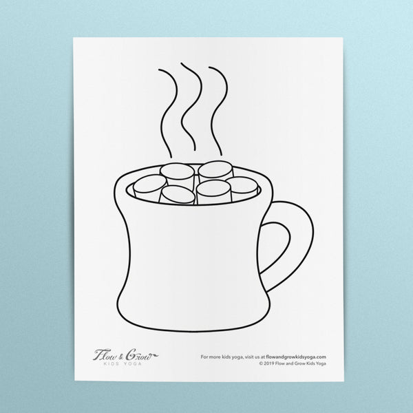 Hot chocolate mug coloring page for kids instant download printable