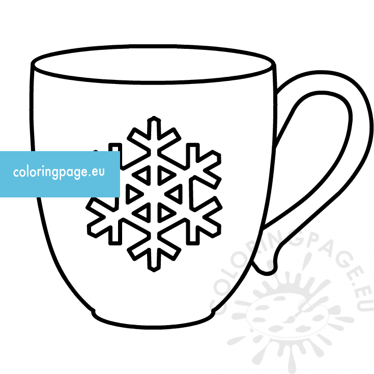Coffee mug with snowflake template coloring page