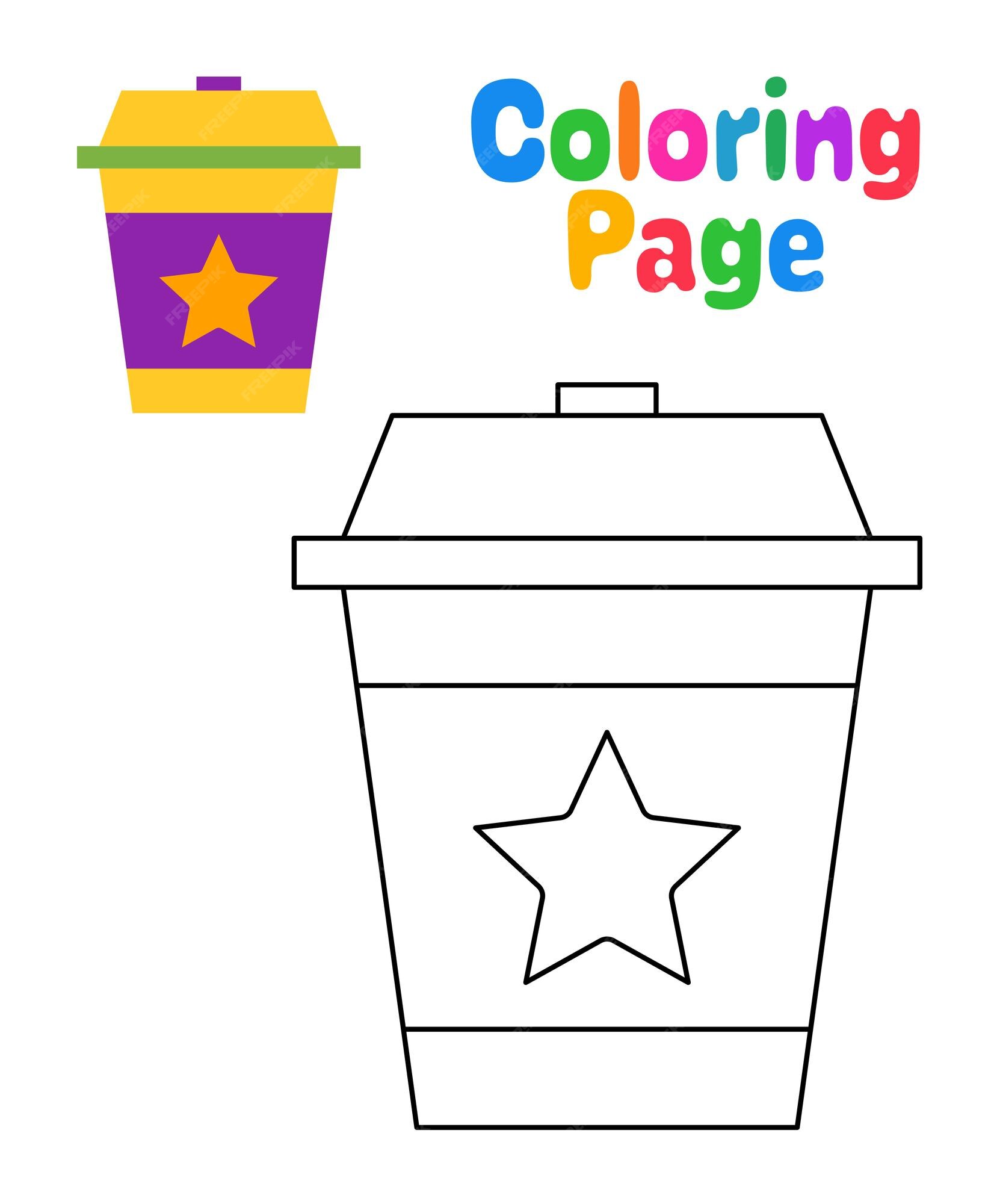 Premium vector coloring page with coffee cup for kids
