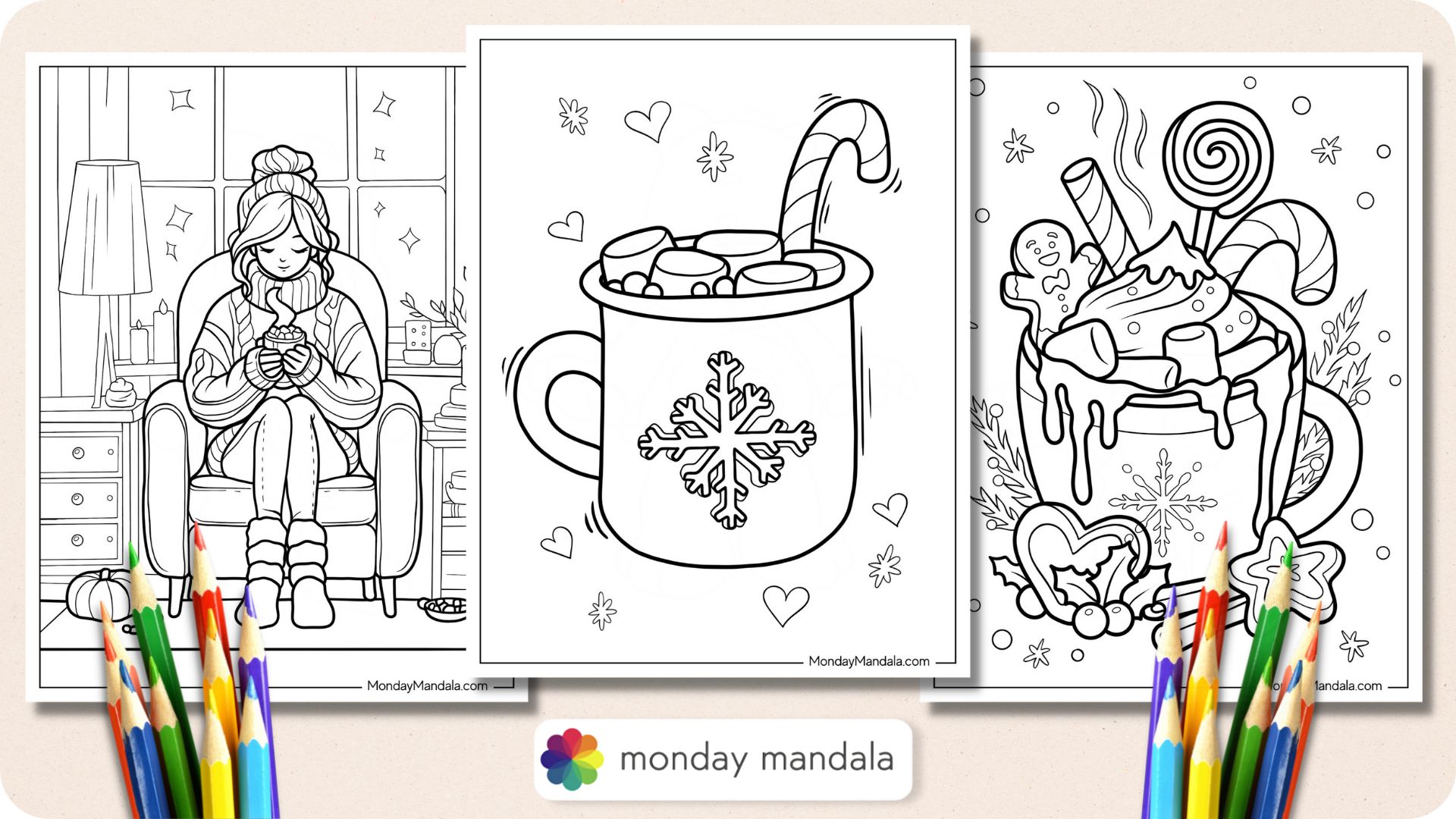 Hot chocolate coloring pages free pdf printables