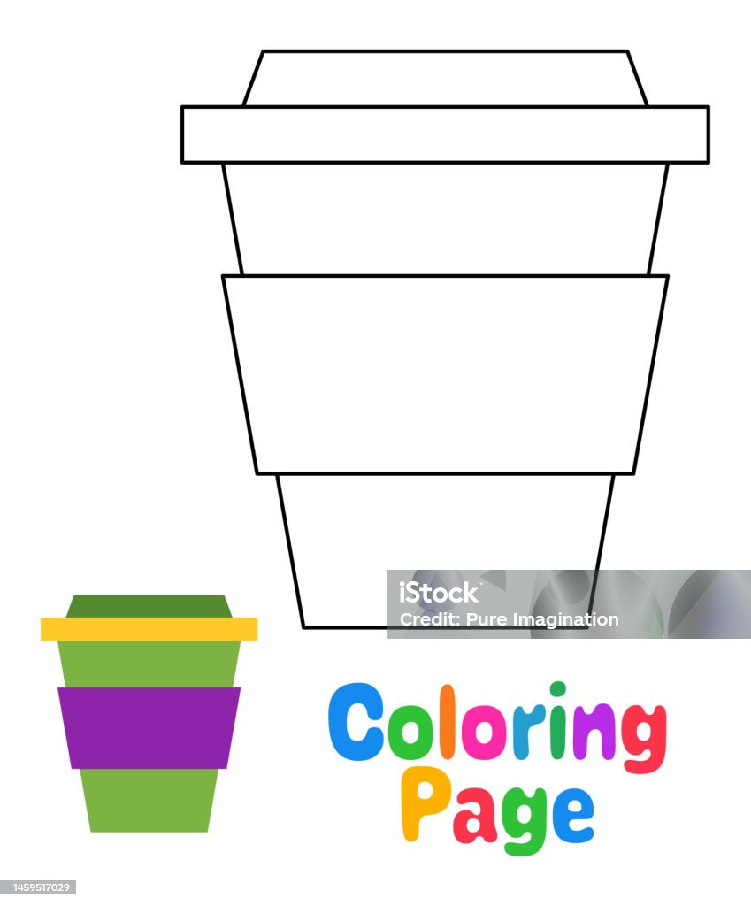 Coloring page with coffee cup for kids