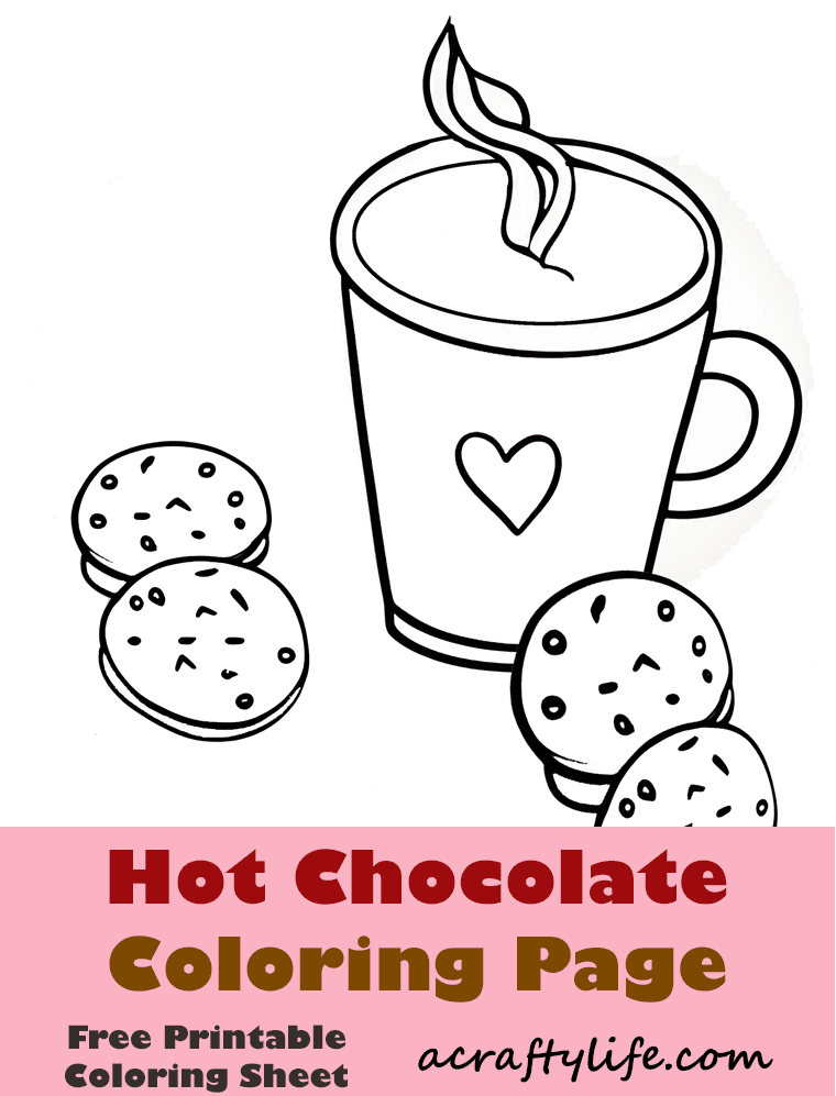 Fun free hot chocolate coloring page printable sheet