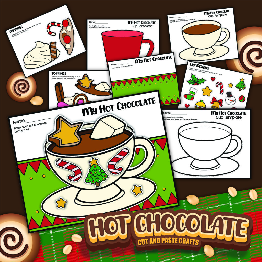 Free hot chocolate coloring page printable for kids