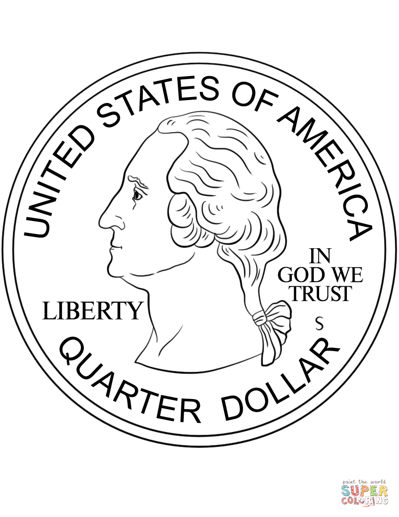 Quarter coin coloring page free printable coloring pages