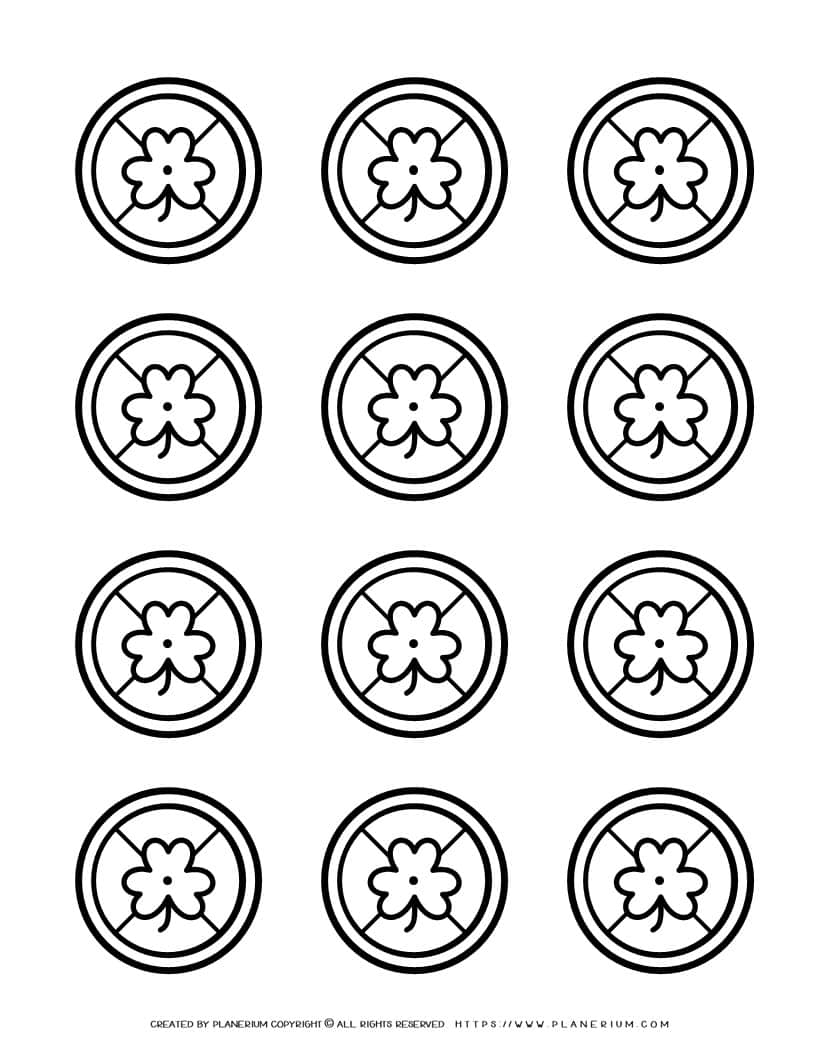 Twelve shamrock coins template