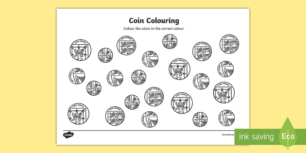 Coin coloring worksheet teacher