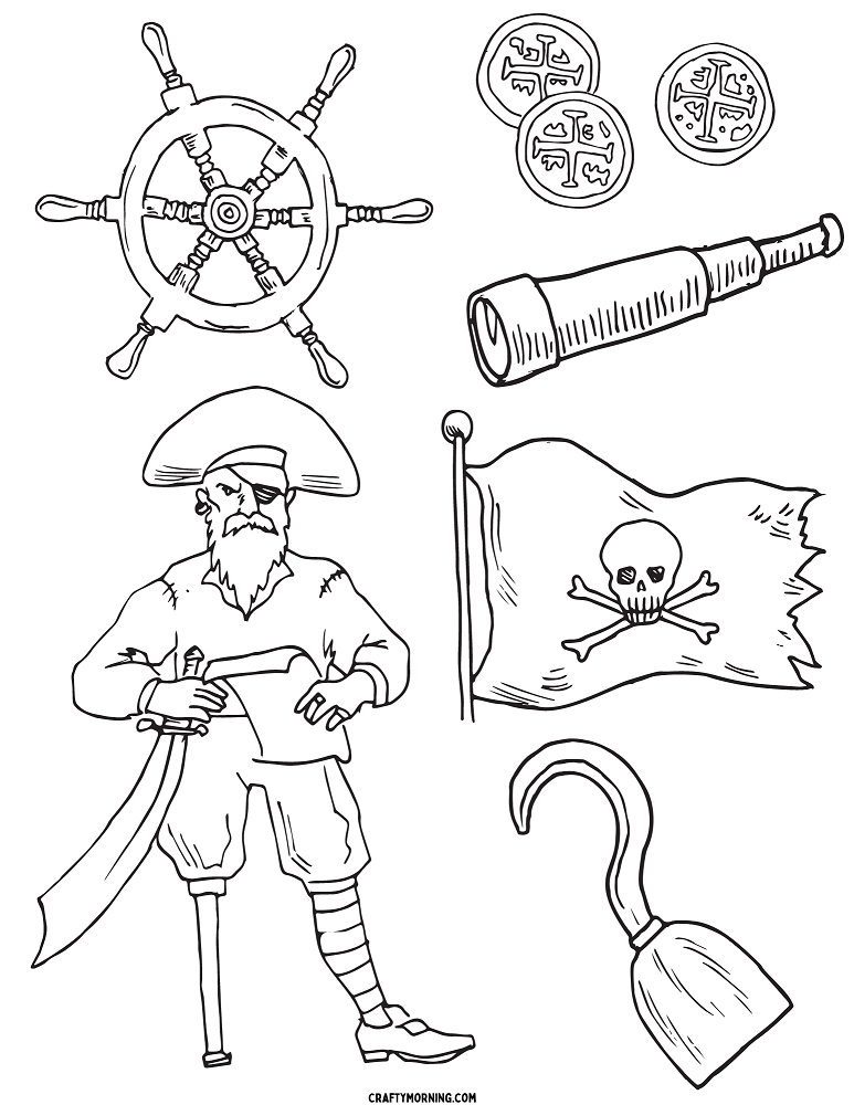 Pirate coloring pages free printables
