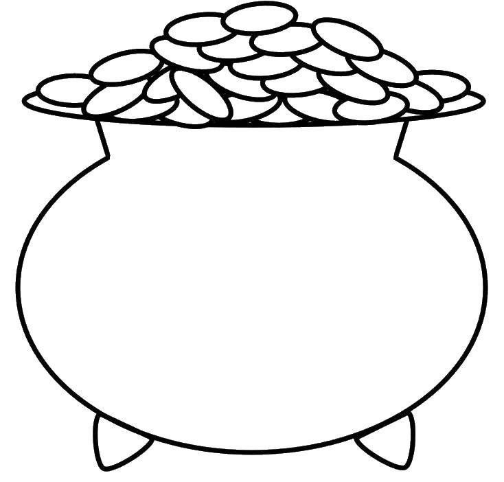 Online coloring pages coloring page gold in a pot money download print coloring page