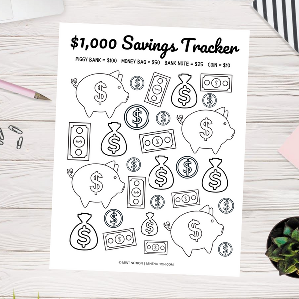 Starter emergency fund coloring page printable â mint notion shop