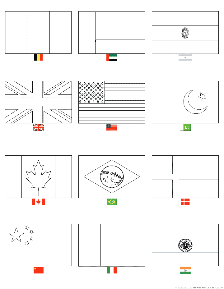 Country flags coloring pages