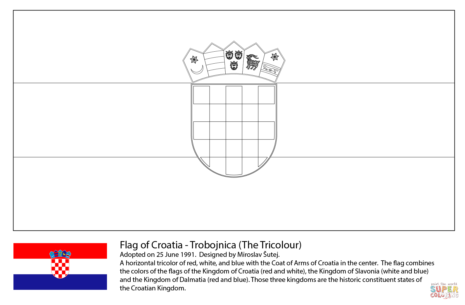Flag of croatia coloring page free printable coloring pages