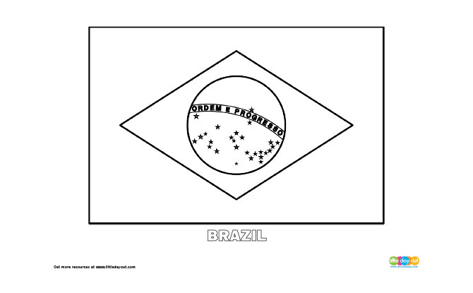 Free brazil flag colouring page