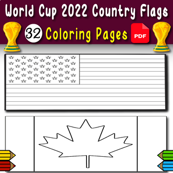 World cup qatar country flags coloring pages sheets