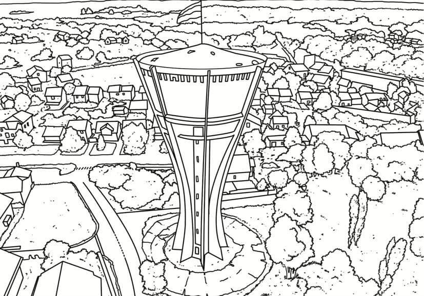 Vukovar water tower coloring page
