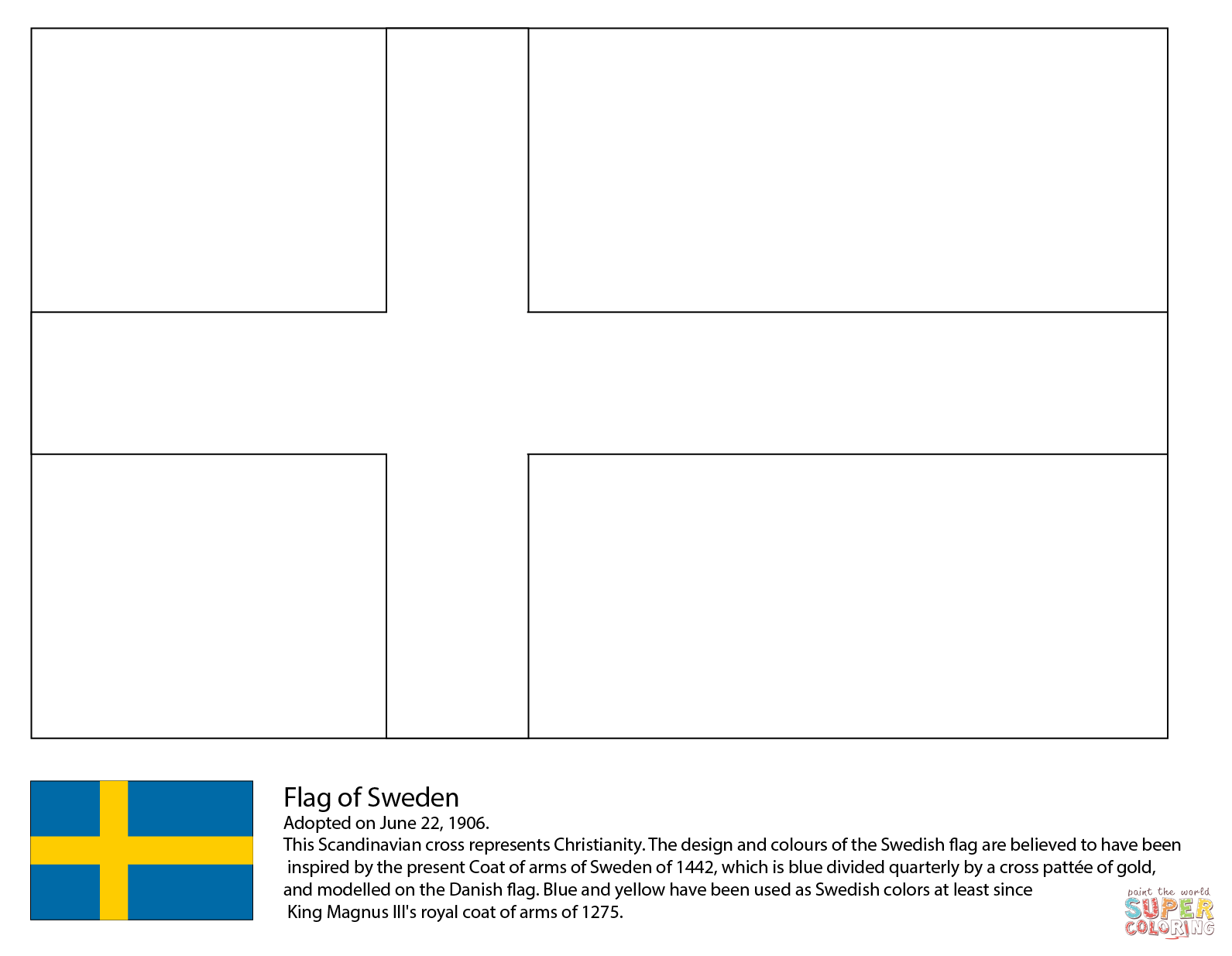 Sweden flag coloring page free printable coloring pages