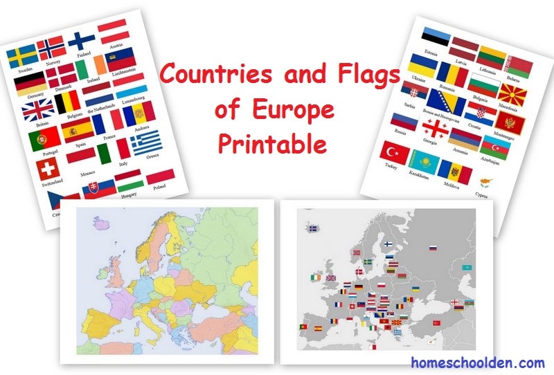Free european countries flags and printables