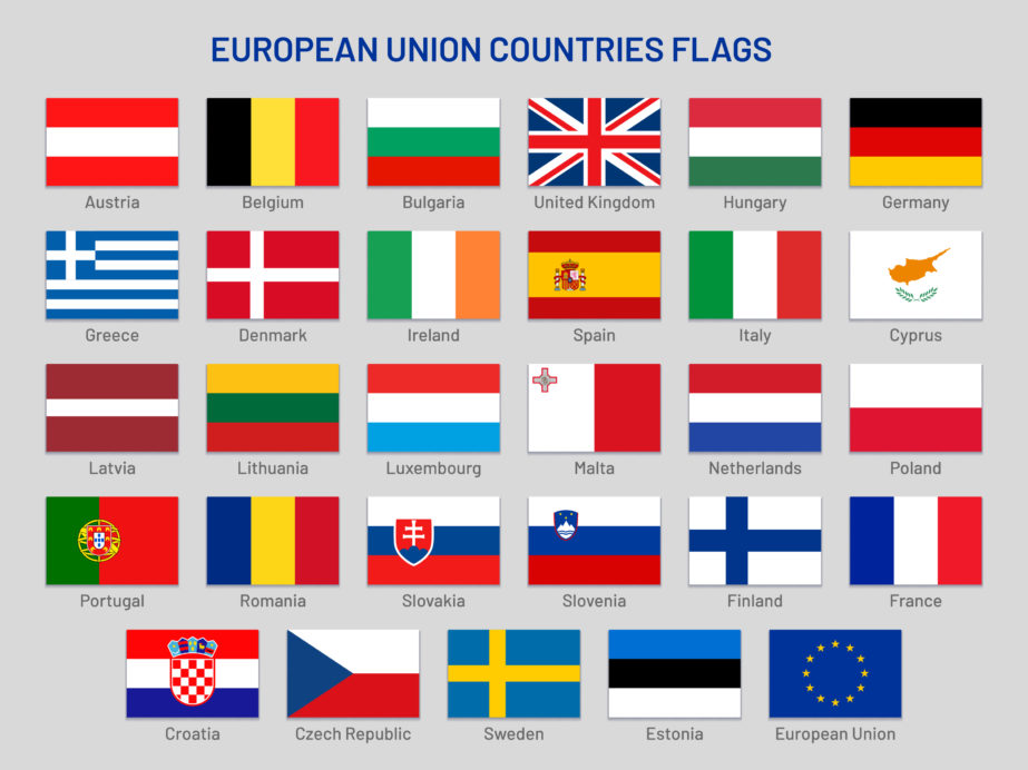 Printable european union countries flags coloring page