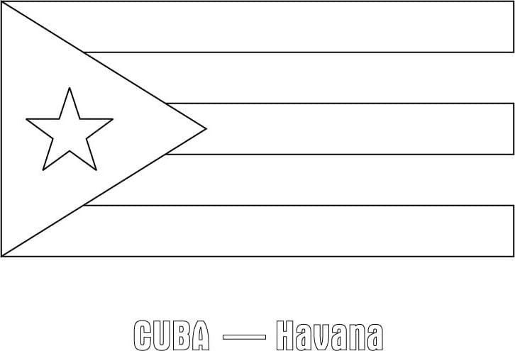 Printable cuba flag coloring page