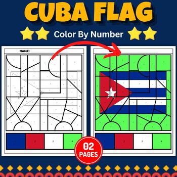 Cuba flag color by number coloring page