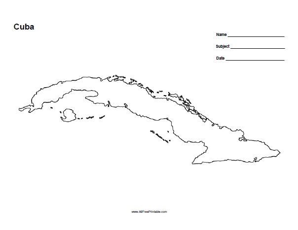 Cuba outline map â free printable