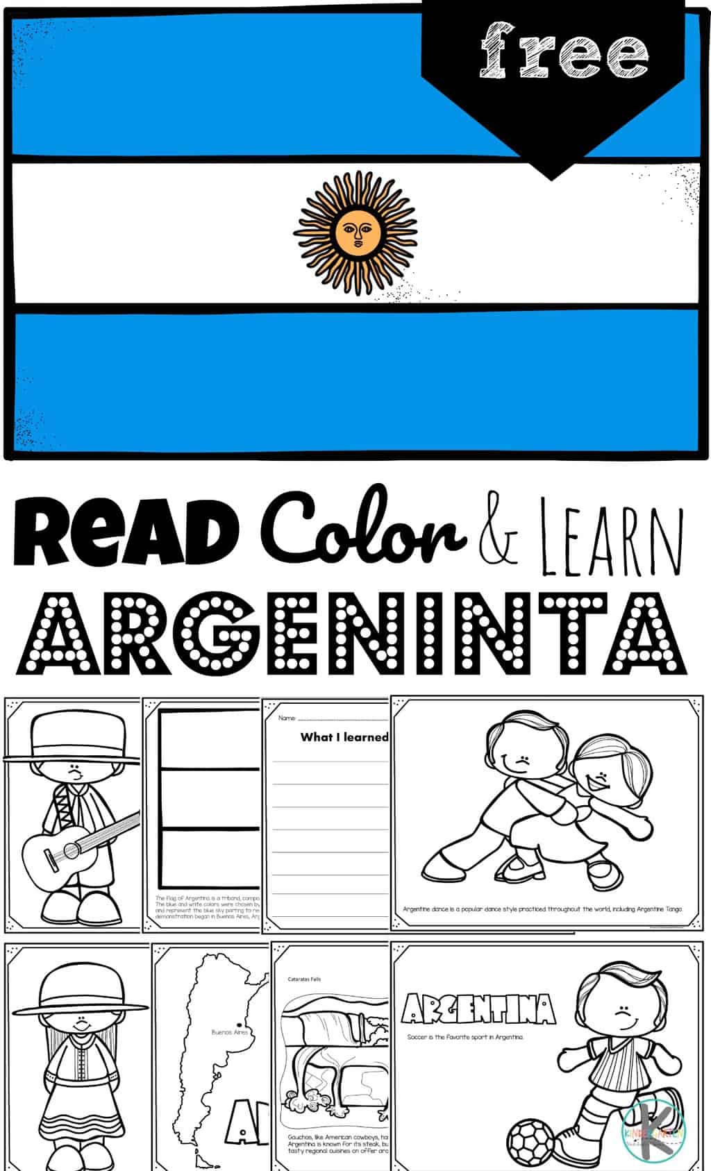 Free argentina coloring page for kids to read color and learn