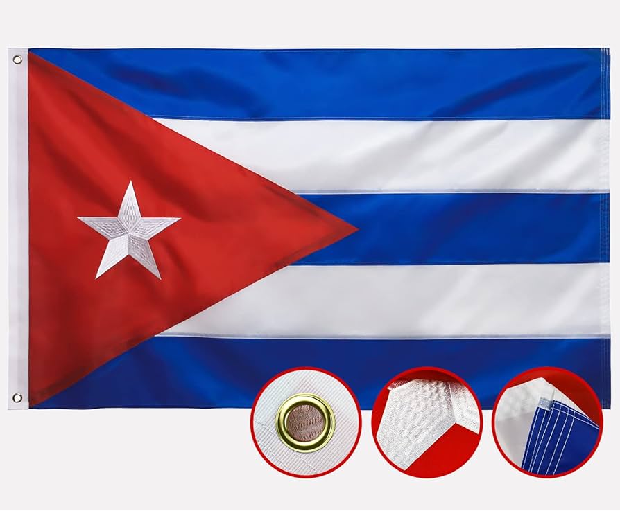 Double sided cuba flag x ft outdoor made in usa cuban flags embroidered heavy duty d nylon sewn stripes stronger brass grommets stitched hemming perfect for outside sports