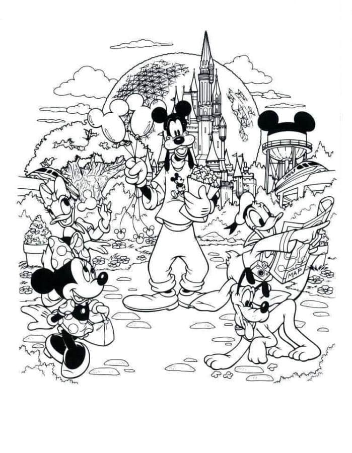 Cute disney characters coloring page