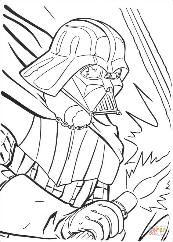 Darth vader fighting coloring page free printable coloring pages