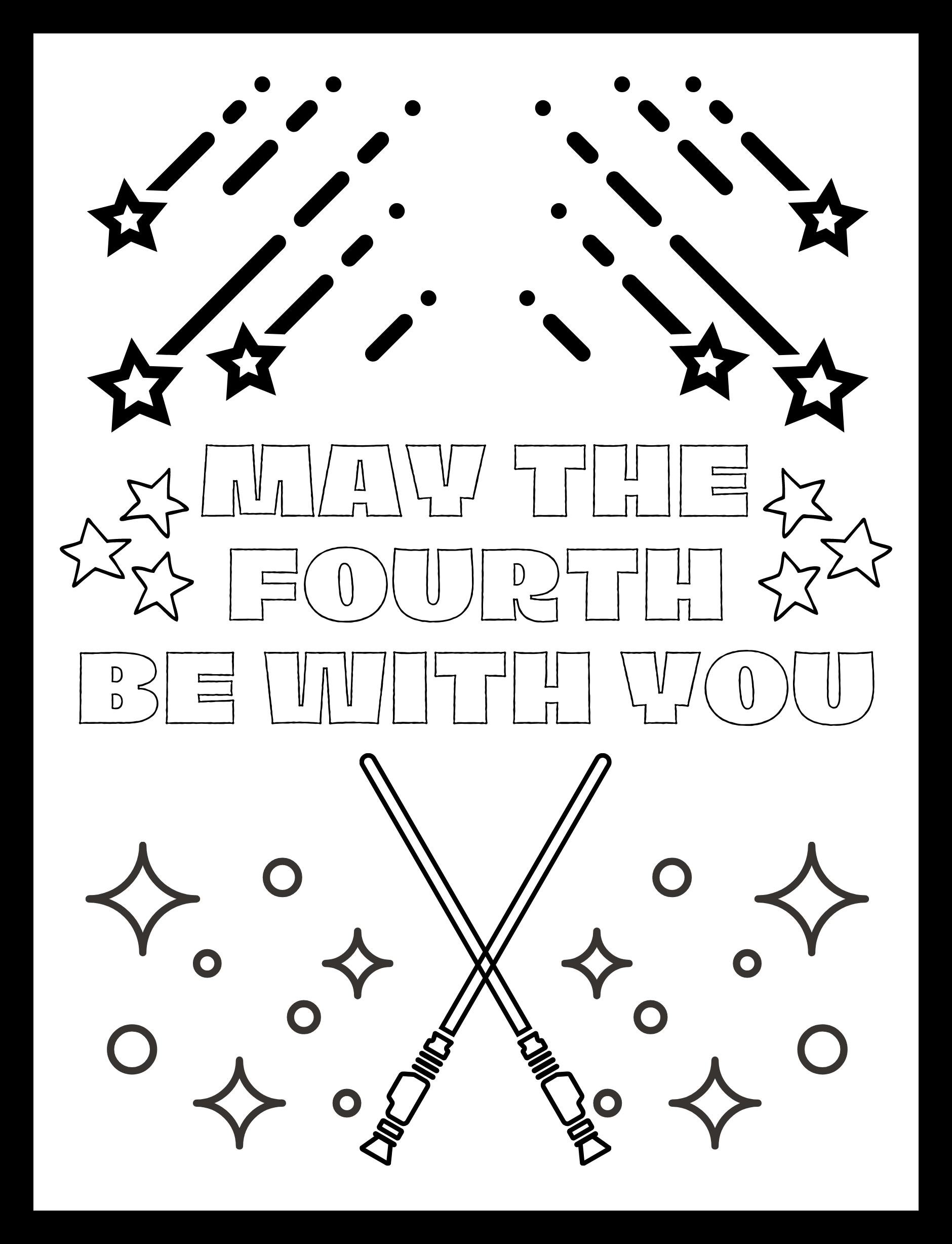 Star wars day coloring poster may the fourth be with you