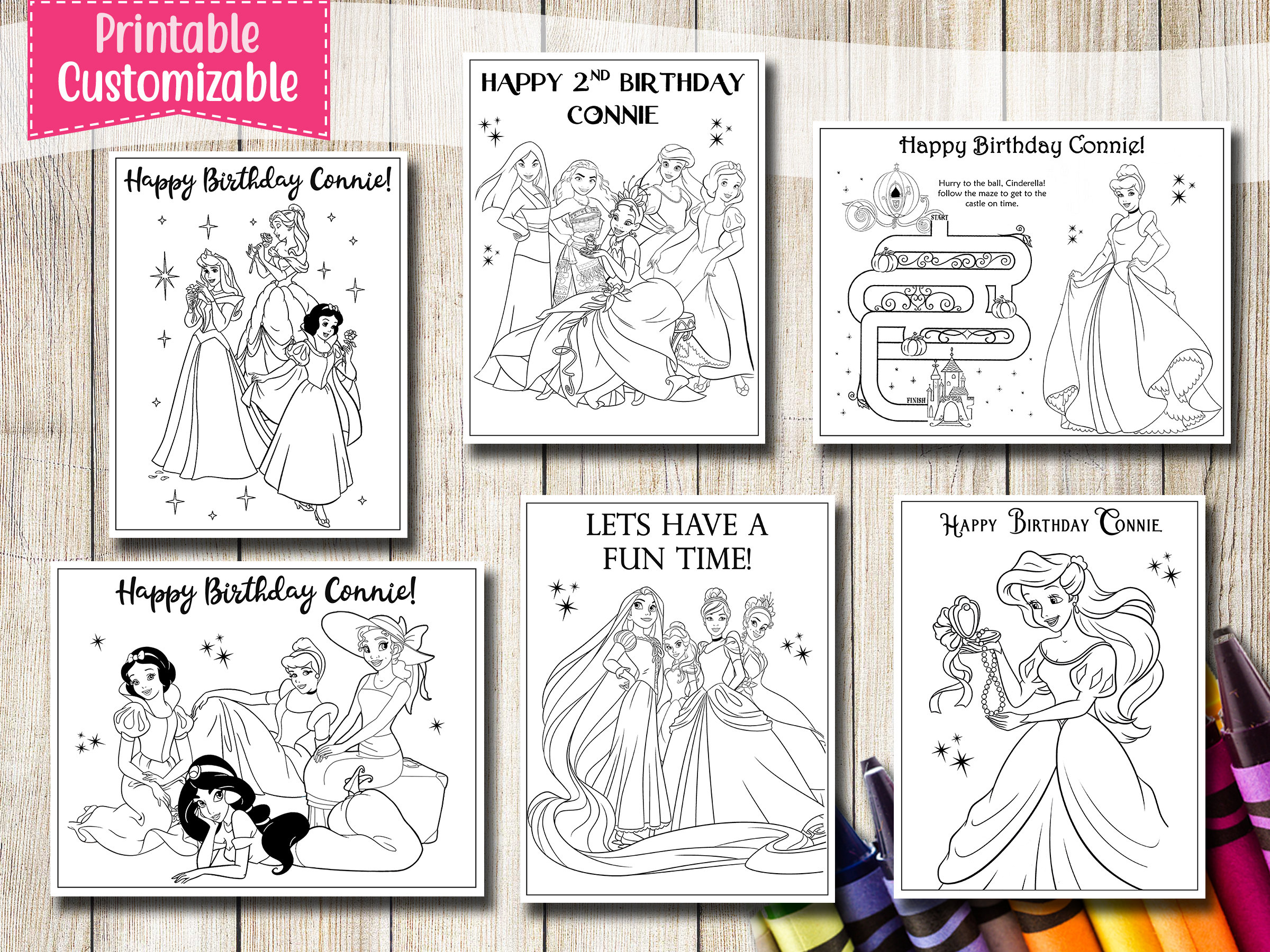 Disney princesses coloring pages printable disney princess party favors disney princess birthday party favor princess coloring book