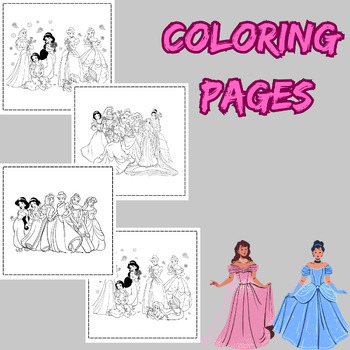 Disney princess birthday party coloring pages by teacher toolkit creations