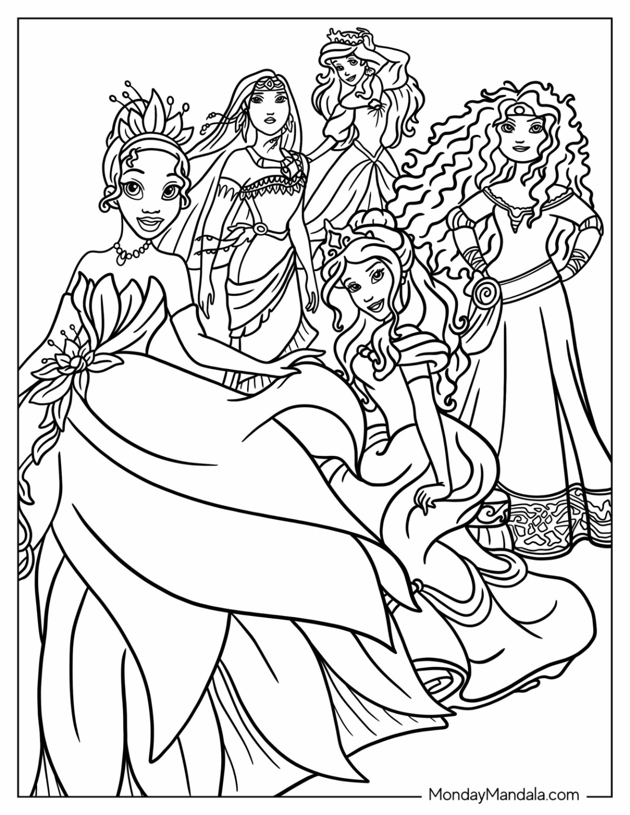Disney princess coloring pages free pdf printables