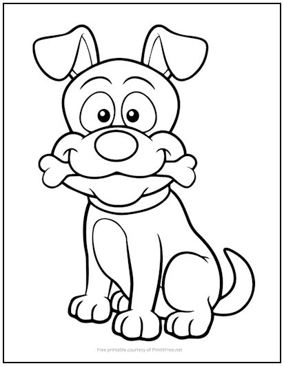 Dog with bone coloring page print it free