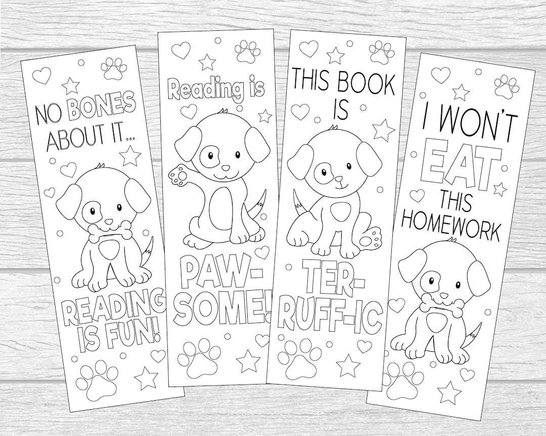 Printable color your own puppy bookmarks reading is paw