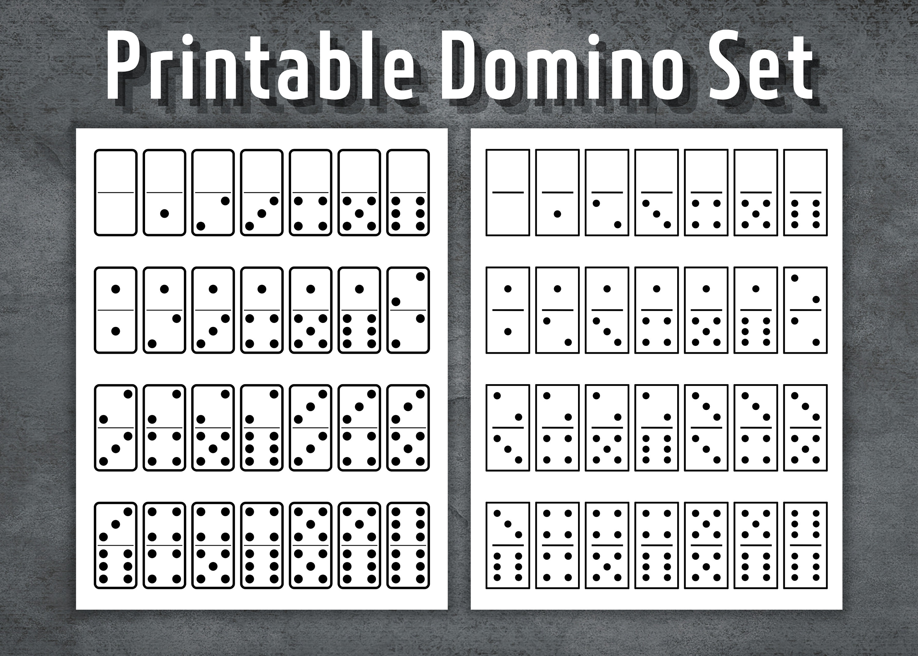 Printable domino set dominoes template set printable dominoes domino game dominoes night dominoes set instant download