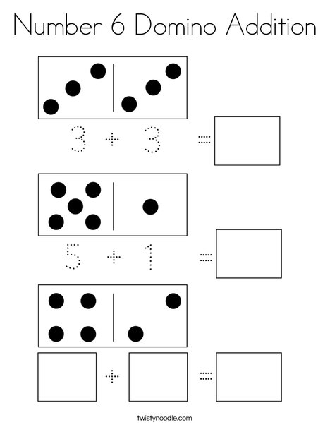 Number domino addition coloring page
