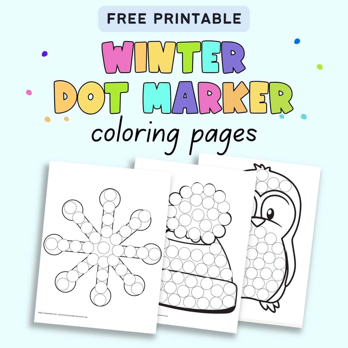 Free printable winter do a dot marker pages